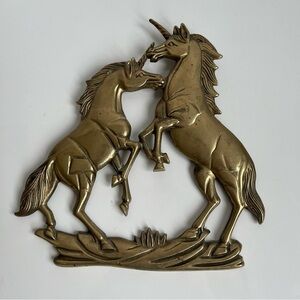 Vintage Brass Unicorn Wall Art-Wall Hanging Decor